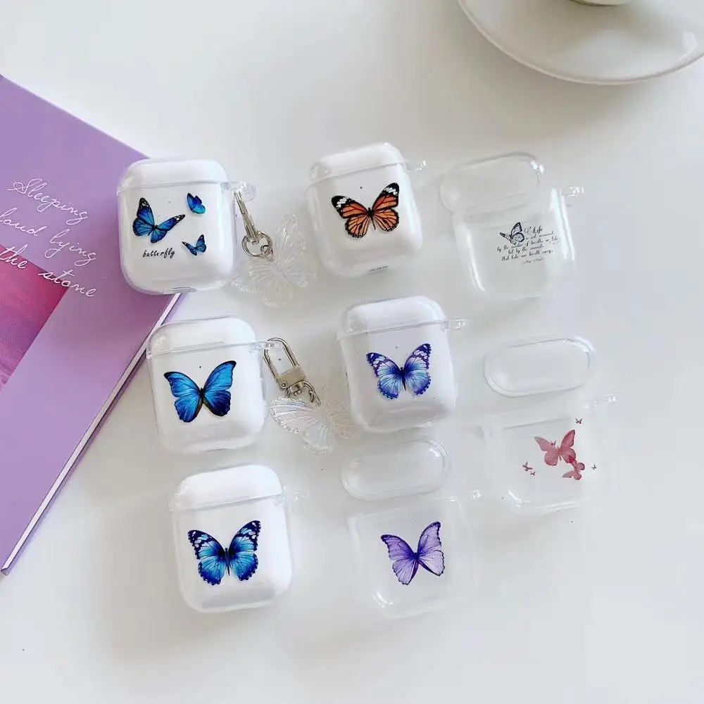 

Cute For Airpods pro Case Silicone For Apple Airpods2 1 Case Funny Butterfly Soft Earphone Protect Cover airpods 3 With Keychain