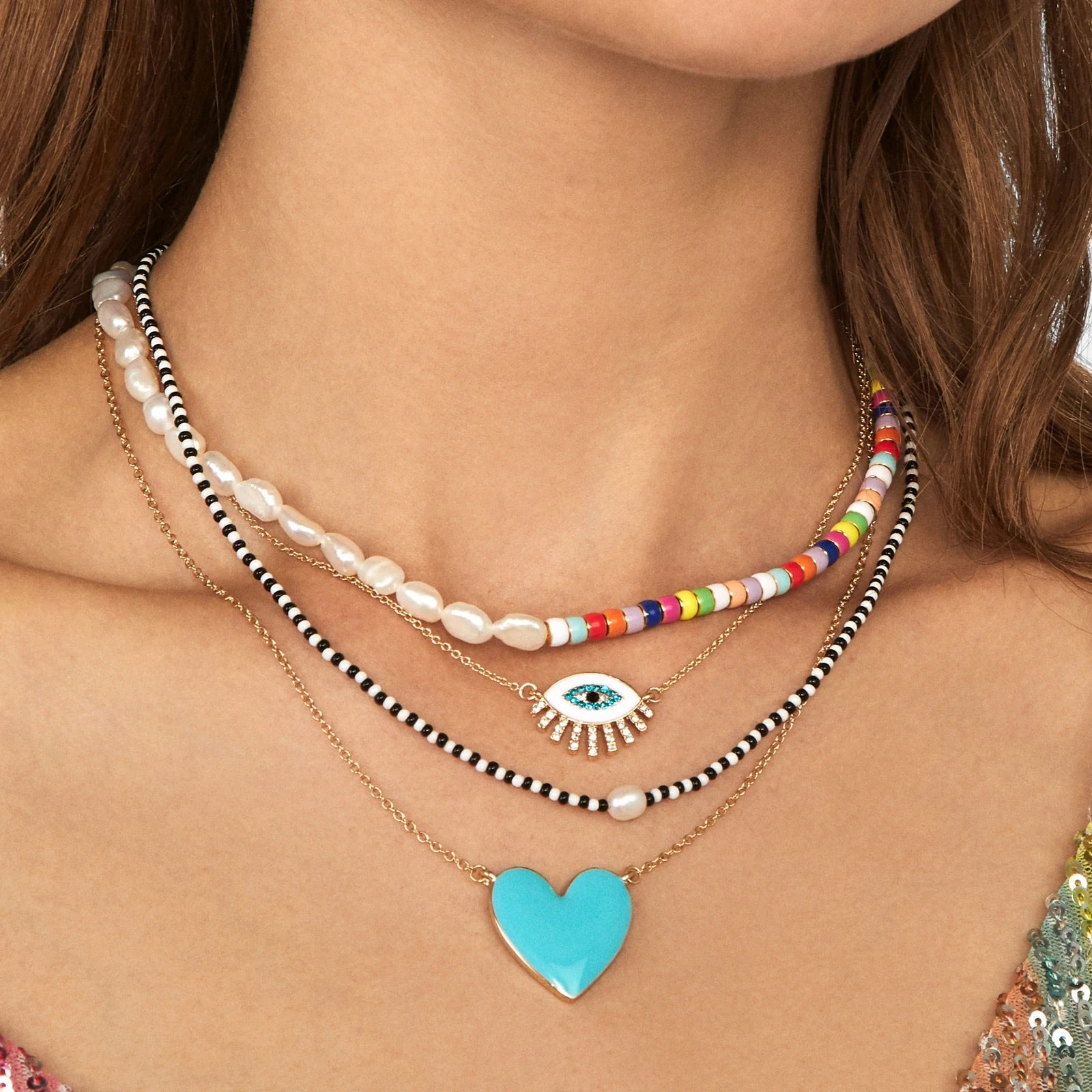 Бренд Girlgo Модный Цветной бисер колье ожерелье для женщин богемное жемчужное ожерелье-воротник Femme шикарный кулон в форме сердца, украшения