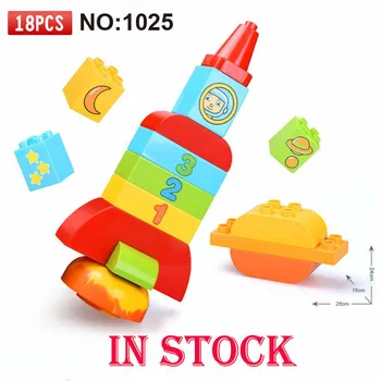 

GOROCK 18pcs Big Size Space Shuttle Rocket Building Blocks Compatible Duploe 1025 Sets Large Bricks Toys For Children IN STOCK