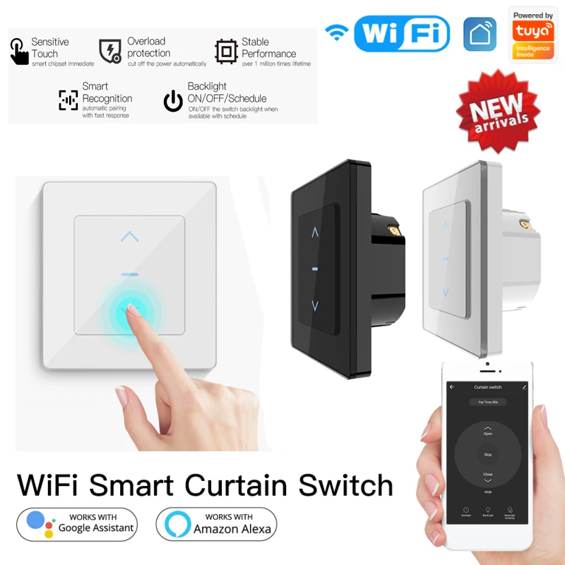 Tuya WiFi Smart Curtain Switch Touch Design For Motorized Curtains And Roller Blinds Work With Life App Alexa Google | Электроника