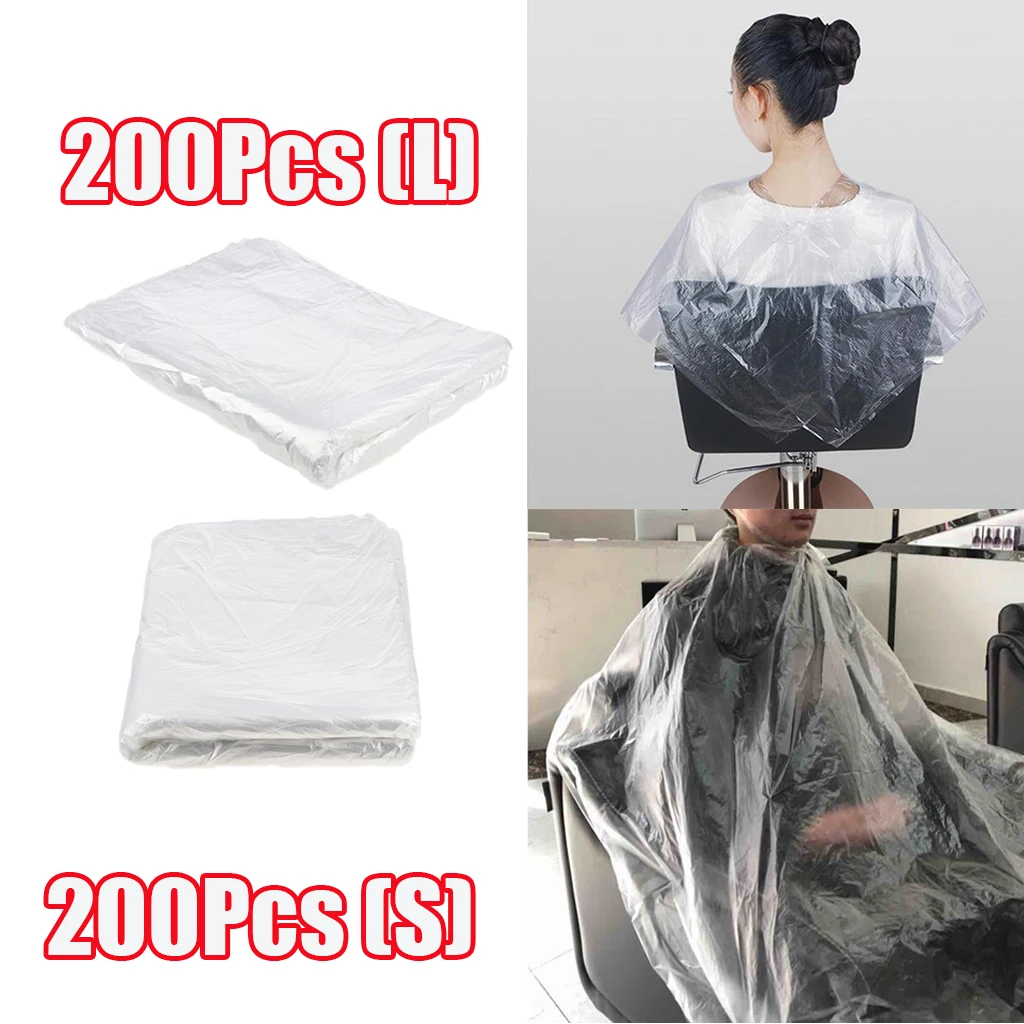 400pcs 2 Size Transparent Disposable Hair Cutting Capes Salon Gown Unisex