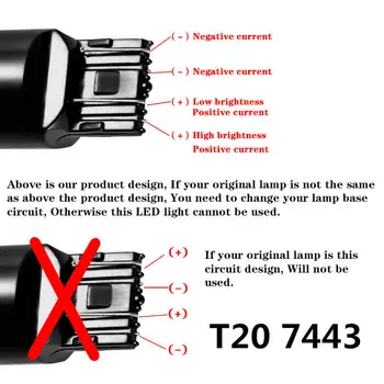 

Car LED Light Accessories Auto 4Pcs T20 7443 W21 Taillight 360 Degrees