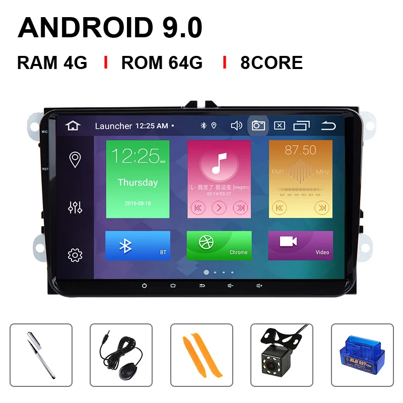 " ips DSP 64G 2 Din Android 9 Авторадио Навигация для Amarok волксаген VW Passat B6 golf 56 Skoda octavia Superb 2 OBD Carplay - Цвет: 8 Core 64ROM OBD Cam