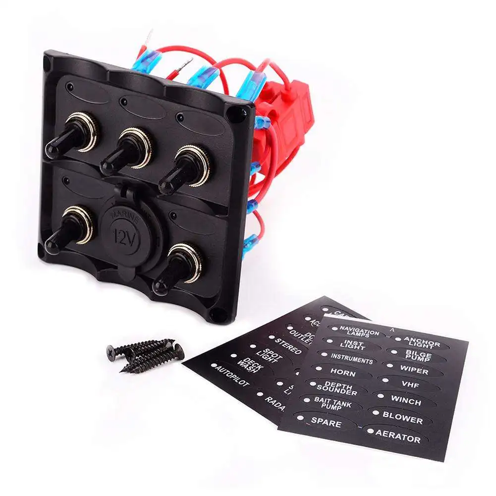12V USB Автомобильное зарядное устройство 5 банды выключатель Панель Водонепроницаемый Переключить Кулисный морской катер