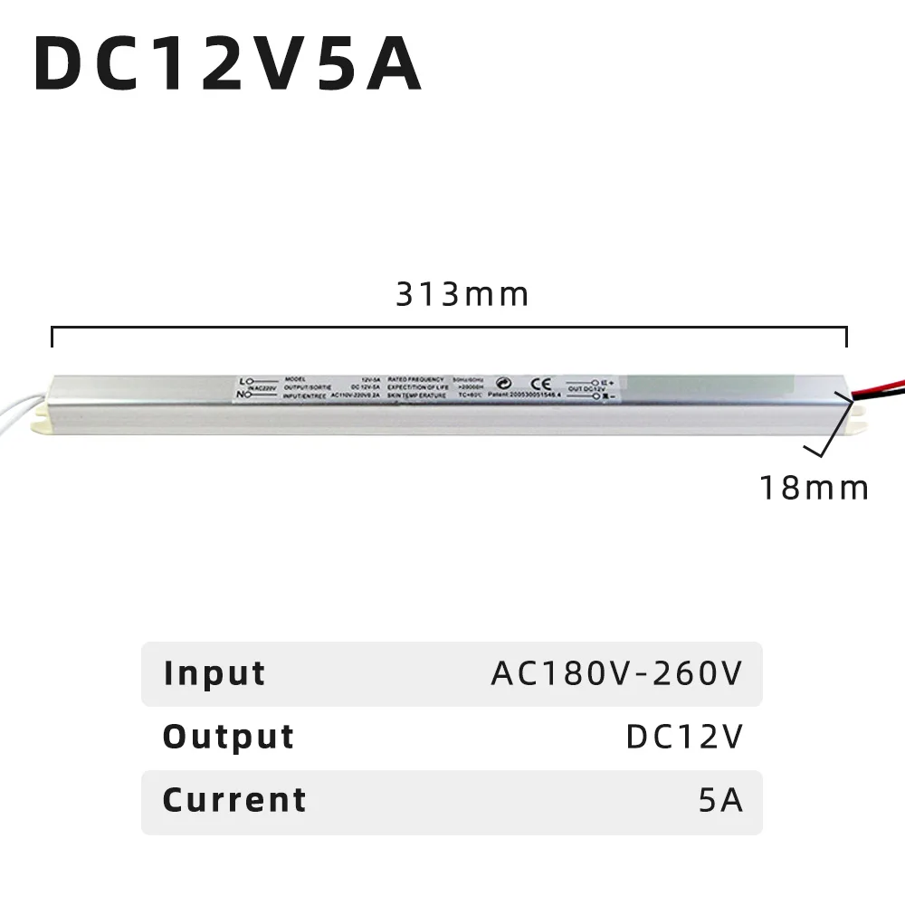 AC220V для DC12V источник постоянного тока трансформатор 1.5A 2A 3A 5A постоянного тока светодиодный драйверы для светодиодный рекламный светильник - Цвет: 5A