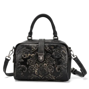

Elegant Real Cow Leather Ladies HandBags Women Genuine Leather bags Totes Messenger Bags High Quality handwork Luxury Flower Bag