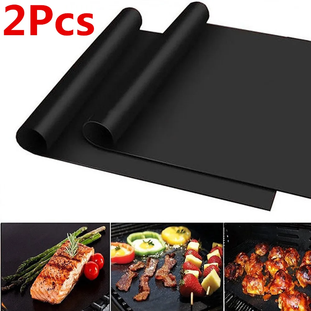 

2Pcs BBQ Grill Mats Barbecue Baking Reusable Non-stick Outdoor Picnic Camping BBQ Tools Kitchen Accessories 40 * 33 cm