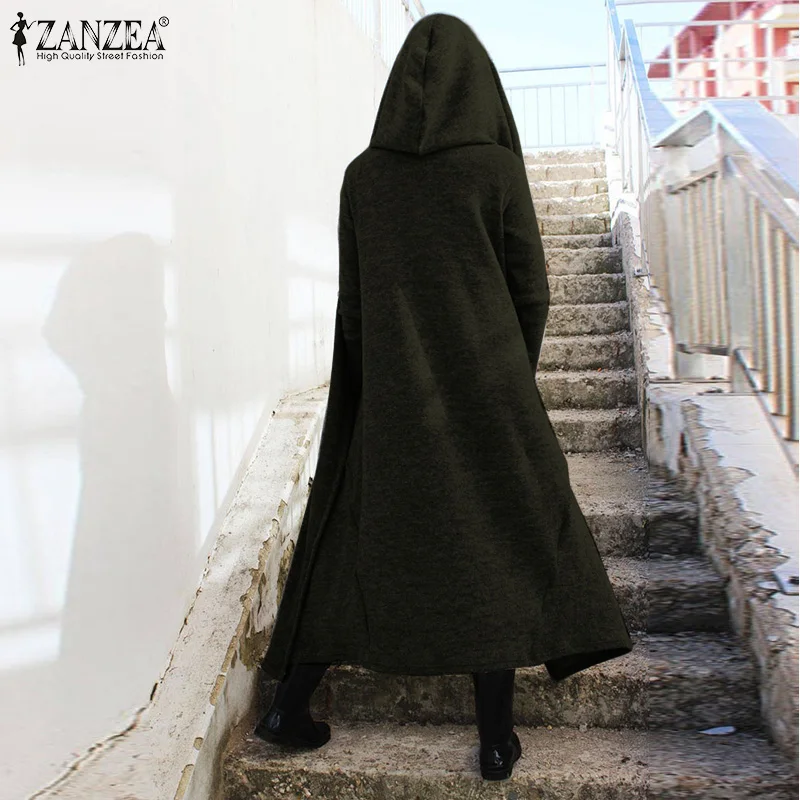 Женское пальто с капюшоном 2020 ZANZEA осенний Асимметричный Тренч повседневная