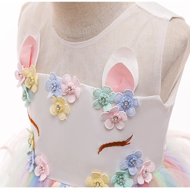 Baby Girls Unicorn Tutu Dress Pastel Rainbow Princess Girls Birthday Party Dress Children Kids Halloween Unicorn Perform Costume girls dress princess costume kids clothes children dance suit