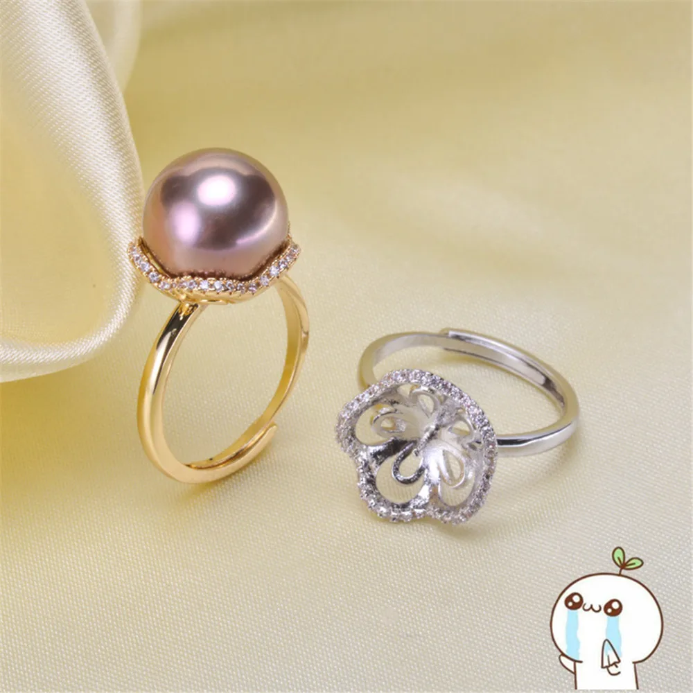 

Ring Mount Pearl Accessories Adjustable Size 925 Sterling Silver Ring Jewelry DIY No Pearl Free Shipping 2019J114