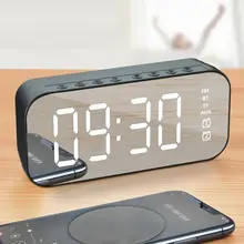 Factory Direct Sales Wireless Bluetooth Speaker with FM Mini Card Mirror Alarm Clock Audio Stall Collection Voice Prompt