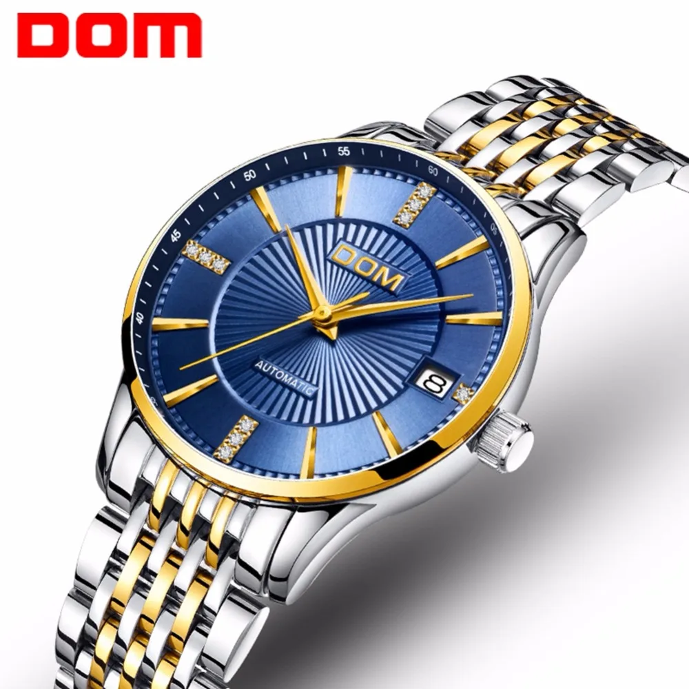 

DOM Women Mechanical Watch Fashion Stainless Steel Blue Dial Watch Luxury Waterproof Female Automatic Clock Montre Femme G-79