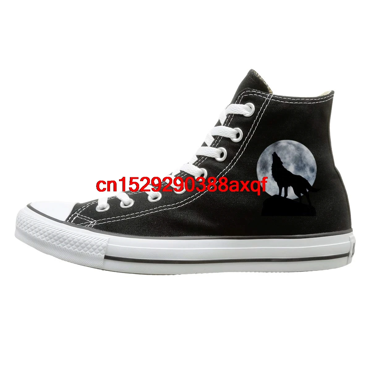 

Unisex Casual Shoes Boys and Girls Sports Shoes Wolf Under The Moon Canvas Shoes High Top Sport Black Sneakers Unisex Style