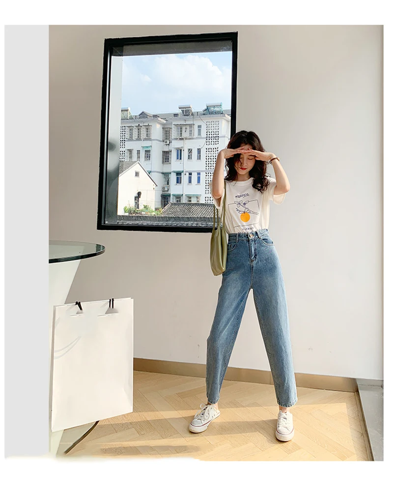 Vintage High Waist Straight Jeans Pant for Women Streetwear Loose Female Denim Jeans Buttons Zipper Ladies Jeans 2020 Autumn