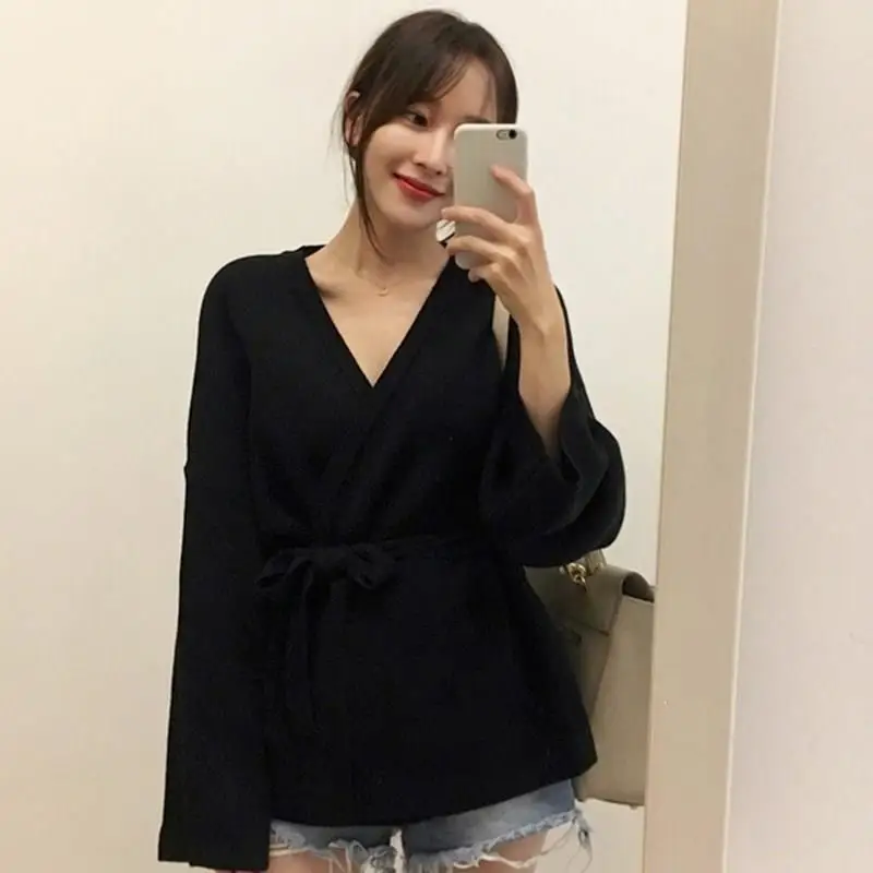 #Special Offers 2019 Women Autumn Winter Long Sleeve Solid Cardigans Casual V-Neck With Belt Knitted Sweater Coat #Special Offers 2019 Women Autumn Winter Long Sleeve Solid Cardigans Casual V-Neck With Belt Knitted Sweater Coat