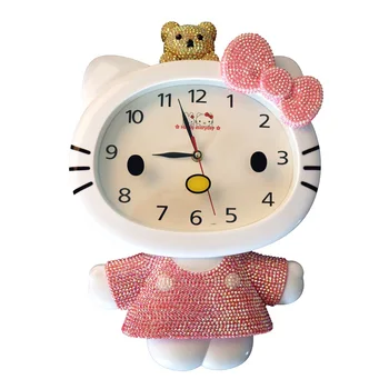 

Cartoon Multifunctional Digital Needle Wall Decor Clock Home Wall Office Decoration Swing Clock Cute hello kitty wall clock