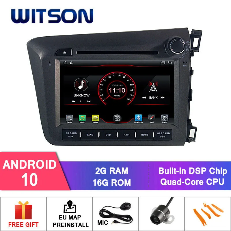 Автомагнитола WITSON Android 10 DVD навигация для HONDA CIVIC 2012 RHD автомобильный плеер MIRROR LINK/