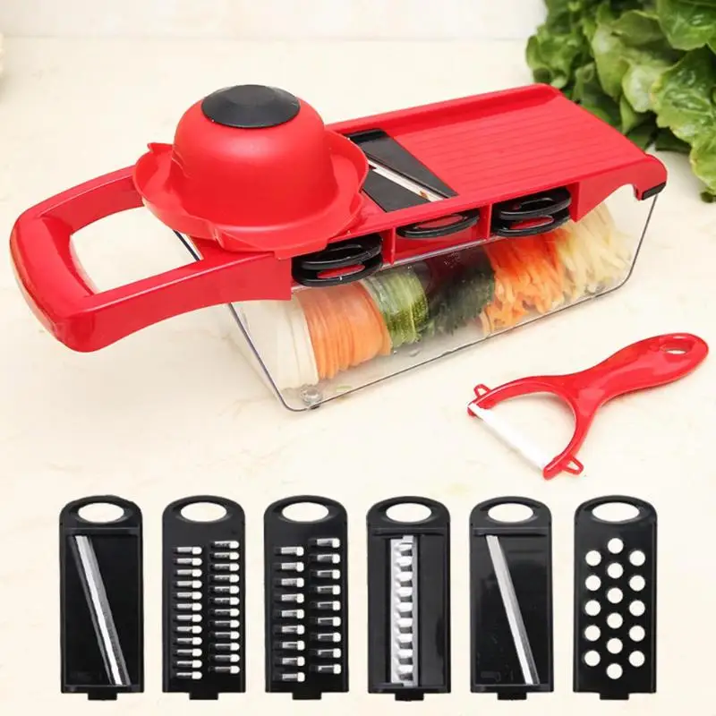

6 In 1 Multifunction Cutter Machine Vegetable Salad Slice Peel Cooking Tool Potato Slicer Peeler Grater Kitchen Tool Accessories