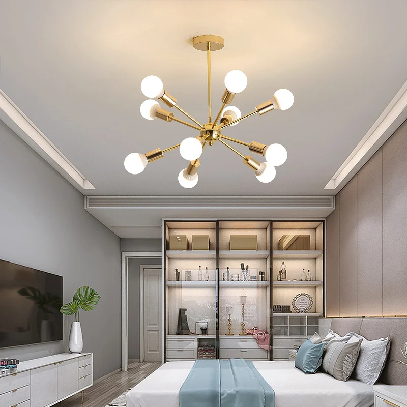 Современный светодиодный потолочный светильник для гостиной, спальни, столовой, кабинета, золотой, черный корпус, AC90-260V, люстры
