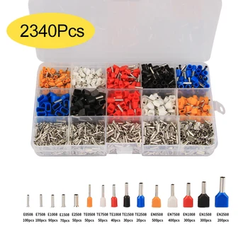 

2340Pcs Mixed 15 Models Electrical Crimp Terminal Connectors Cord Wire End Crimp Terminal Dual Ferrule Kit 0.5mm2-2.5mm2