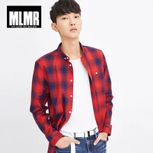 MLMR Мужская Корейская версия Досуг Хлопок Клетчатая рубашка с длинным рукавом | 218305512