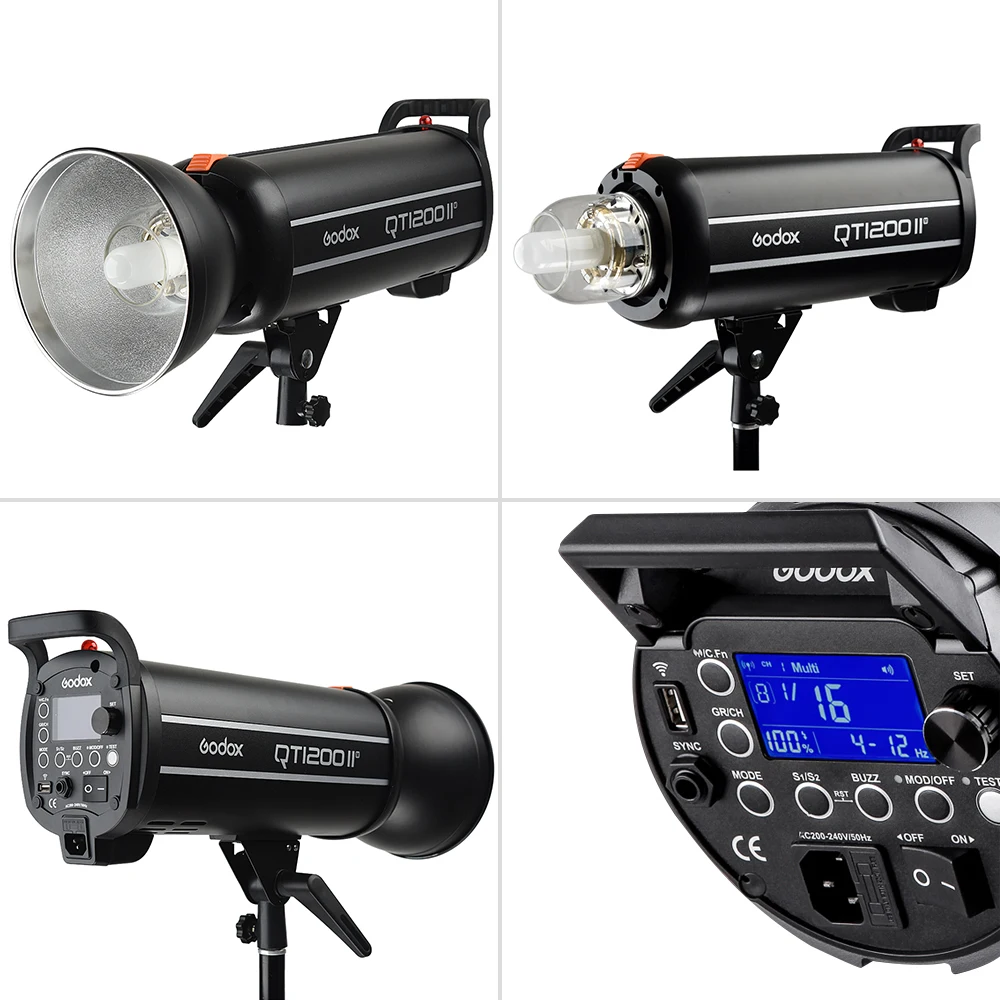US $998.75 Godox QT1200II QT1200IIM 1200WS GN102 18000s High Speed Sync Built In 24G Wirless X System With Bulb Flash Strobe Light Lamp