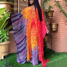 Summer Chiffon Pants Sets for African Ladies Printed Loose Batwing Sleeve Fashion Elegant Evening Night Party Matching Sets Hot 