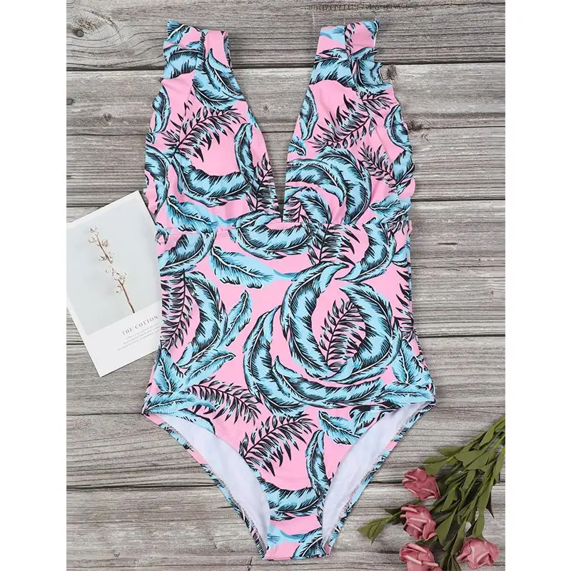 

Women's Keep Secrets One Piece Floral Print Swimsuit Beach Swimwear Tankini Swimsuit Vintage V Neck Ruched Monokini Swimwear