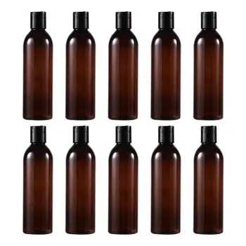 

10pcs 250ml Travel Empty Bottles Press Cap Storage Bottle Cosmetic Lotion Dispensing Bottles (Brown Bottles and Black Press Cap)