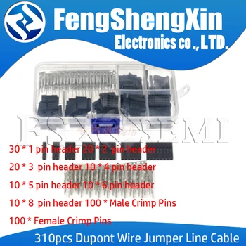 

310Pcs/set New 2.54mm Male+Female Dupont Wire Jumper Line Cable 1/2/3/4/5/6/8 Pin Header Connector Housing Electronic DIY Kit