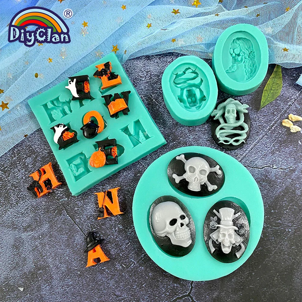 3D Skull Silicone Mold DIY Halloween Chocolate Baking Fondant Cake  Decorating Tools Handmade Crafts Candle Soap Plaster Mould