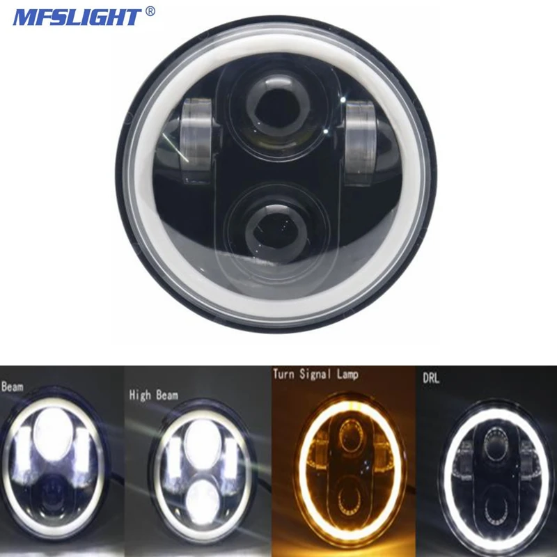 Motorcycle Headlight for Cafe Racer to Au Universal LED Front Lamps Light Angel Eye High Low Beam Motobike |
