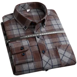 Camisa informal a cuadros para hombre, 100% algodón, franela de tela de lijado S a 6xl, camisas cálidas de gran tamaño, manga larga con bolsillo, nuevo