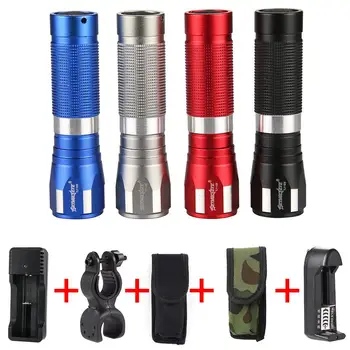 

20000LM LED Flashlight Zoomable Torch Light +AA Battery +Charger +Bike Clip