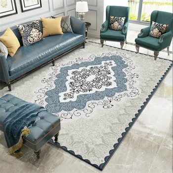 

Vintage classical European black ink green pattern floor mat Bedroom bedside rug Bathroom kitchen door mat plush non-slip carpet