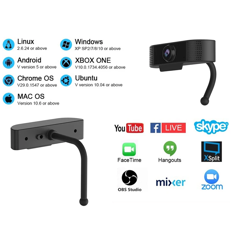 Full HD 1080P Веб камера USB ПК Компьютерная с микрофоном без драйвера видео веб прямая