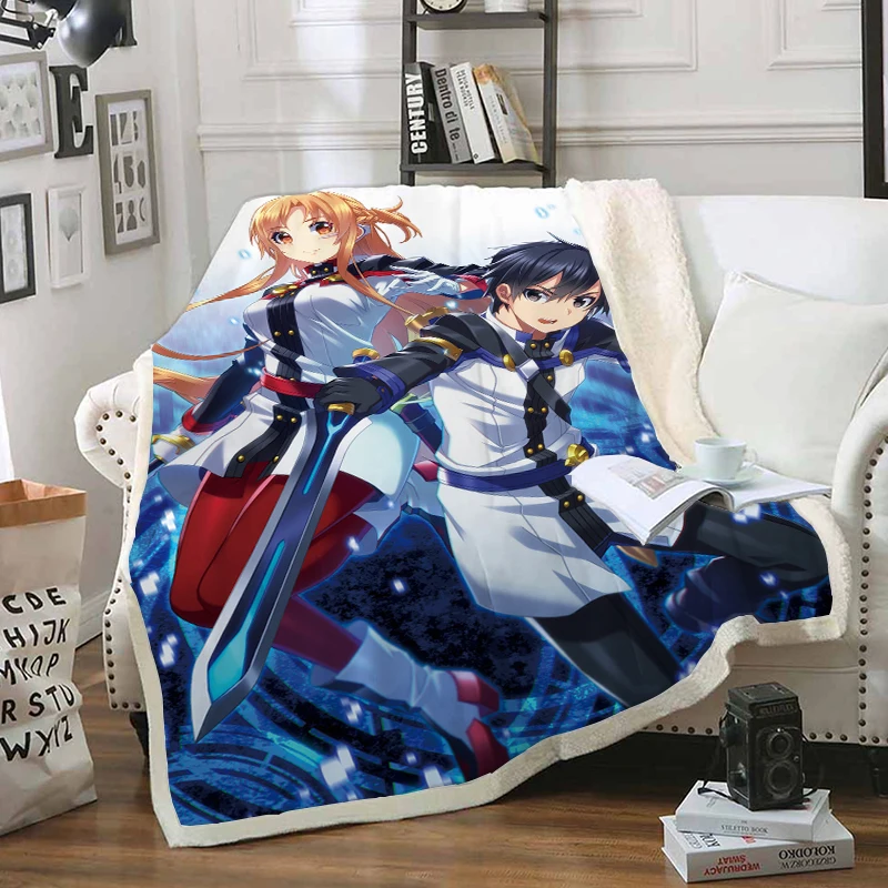 

Sword Art Blanket 3D Print Sherpa Blanket on Bed Kids Girl Flower Home Textiles Dreamlike Style 20