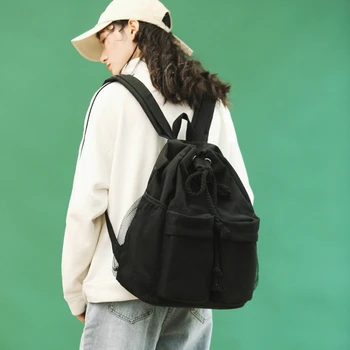 

New 2020 Literary canvas Drawstring backpack Retro school bag Wild casual Student bag backpack