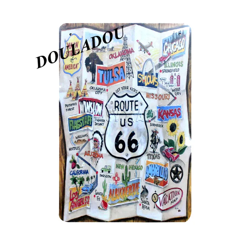 [Douladou] Hot Road, старинная металлическая жестяная вывеска 66, Ретро Авто табличка, плакат, бар, паб, гараж, домашняя тарелка, украшение стены 30*20 см - Цвет: 9