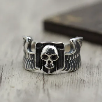 

Thai Silver Personality Punk Skull Flying Eagle Men And Women Open Ring Ring Back Ring Sterling Silver 925 Jewelry