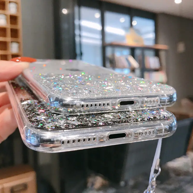 Lovebay Прозрачный блестящий Звездный ремешок чехол для телефона для iPhone 11 Pro 7 8 6 6S Plus X XR XS Max карамельный цвет мягкий ТПУ задняя крышка