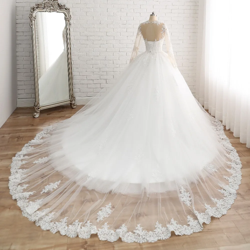 New 2022 Vestido de Noiva Lace  Bridal Dresses Robe de Mariee Wedding Gowns Luxury Beaded Long Sleeve Wedding Dress Dubai Arabi short wedding dresses