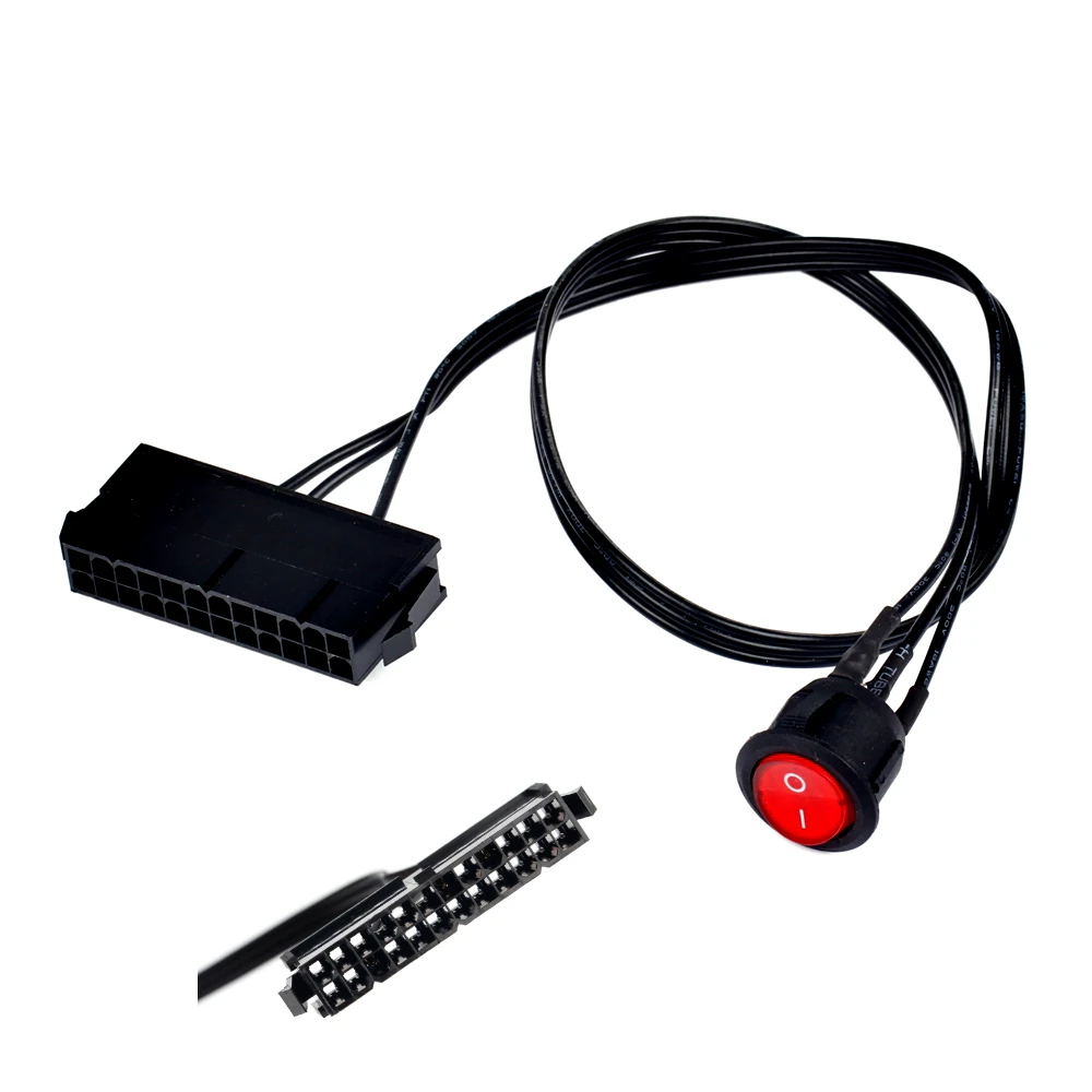 

BAAQII 50cm Cable copper tin wire 24-Pin Female ATX PSU PC Power Supply Starter Tester Start up Jumper ON/OFF AA4129