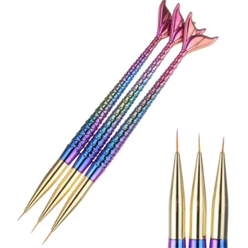 

3PCS New Arrivals Mermaid French Line Liner Grid Stripe Flower Design DIY Drawing Painting Brush Pen Manicure Tools Nail Art Set