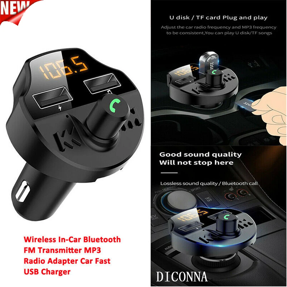 Автомобильный Bluetooth 5,0, fm-передатчик, беспроводной аудио приемник, Автомобильный MP3 плеер, 2.1A, двойной USB, быстрое зарядное устройство, автомобильные аксессуары