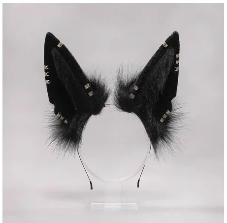 Anubis Oreilles De Chien Ou De Chat Serre Tete Noir Et Blanc Pour Cosplay Accessoires De Costume Bandeau En Peluche Fait A La Main Mignon Animal Aliexpress