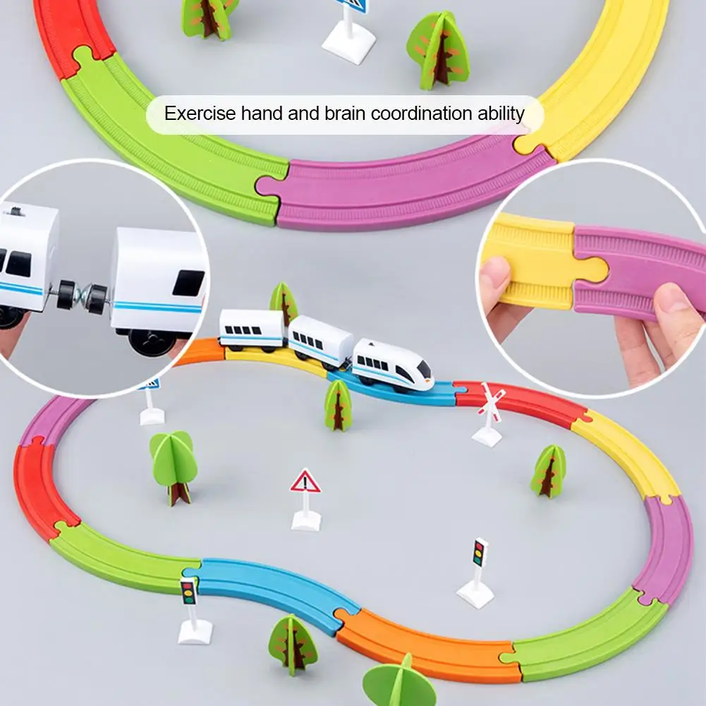 Электрический поезд набор игрушечный поезд Магнитный сборные строительные блоки детские деревянные развивающие игрушки для детей мальчики девочки