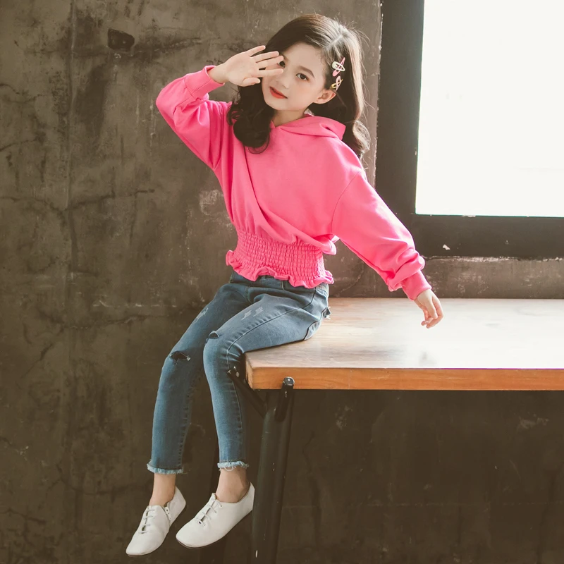 Girls Clothes Sets Children Clothing Outfits Kids Boutique Teen Spring Autumn Fall Hoodies+ Jeans 2 to 13 Years