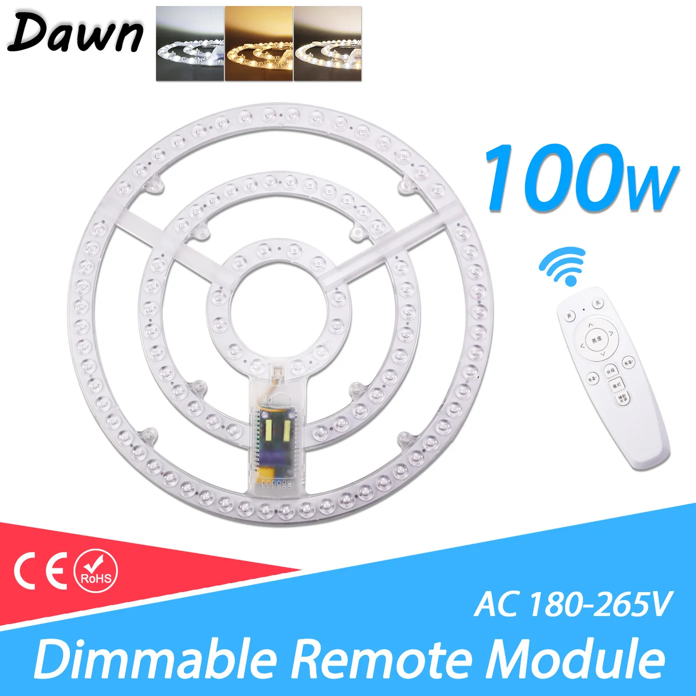 18W 24W 48W 72W 100W Led Ceiling Lamp Replacement Led Light Board Remote Control Dimmable LED Ring PANEL Circle Light AC180-265V