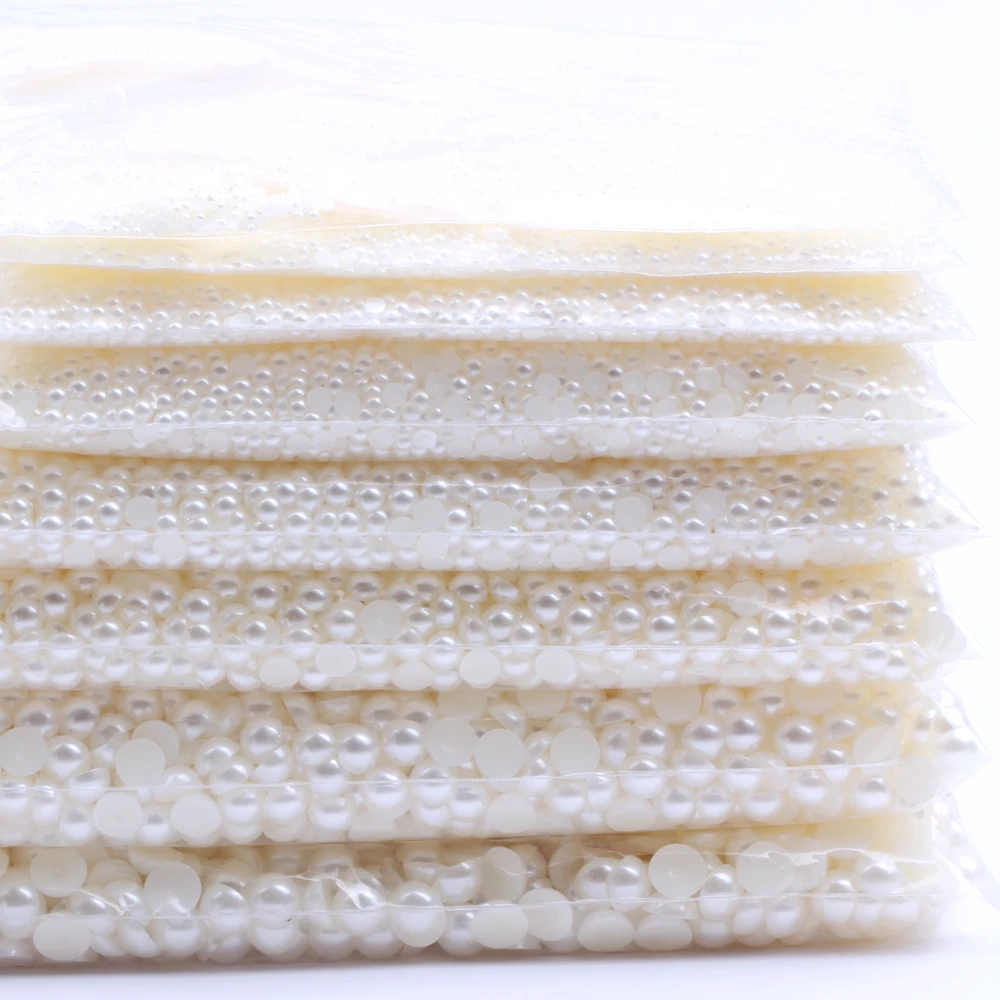

Big Bag 1.5-25mm White/Ivory Glue on Craft ABS Imitation Pearl Bead FlatBack Resin Loose Beads Headwear Shoes Bag Hats Decorate